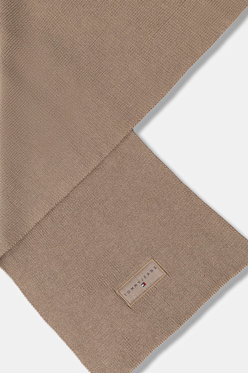 Хлопковый шарф Tommy Jeans цвет коричневый однотонная AM0AM13685