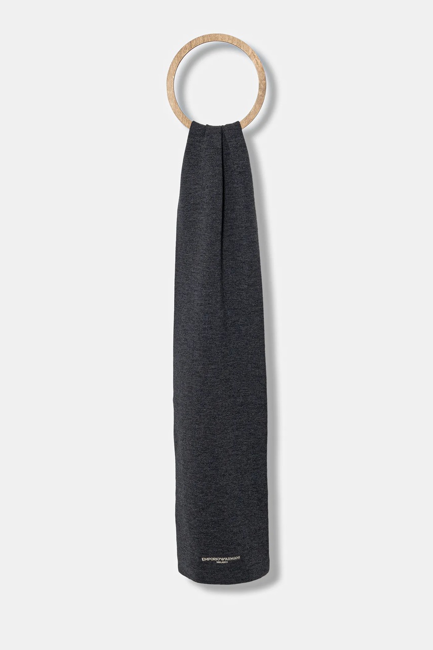 Levně Šála Emporio Armani pánská, šedá barva, hladká, EM003713 AF18241