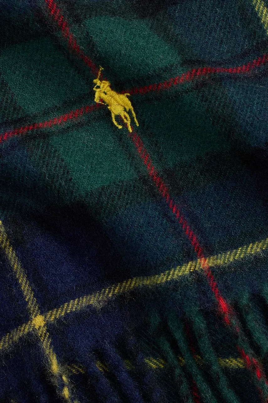 Шерстяной шарф Polo Ralph Lauren цвет зелёный узор 449959352
