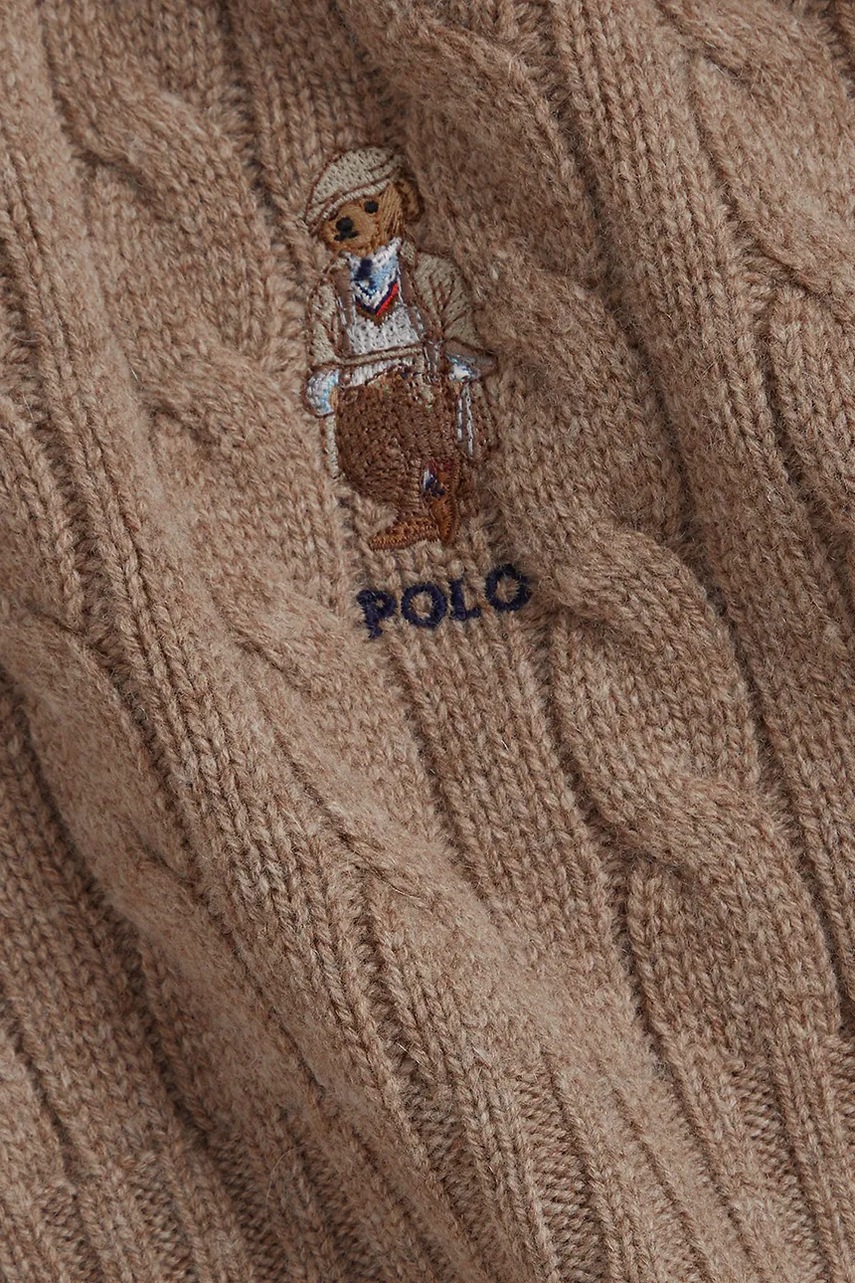 Шерстяной шарф Polo Ralph Lauren цвет коричневый с аппликацией 449959379