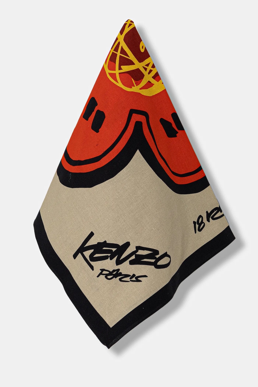 Kenzo eșarfă din bumbac culoarea bej, cu imprimeu, FF68EU230PEH