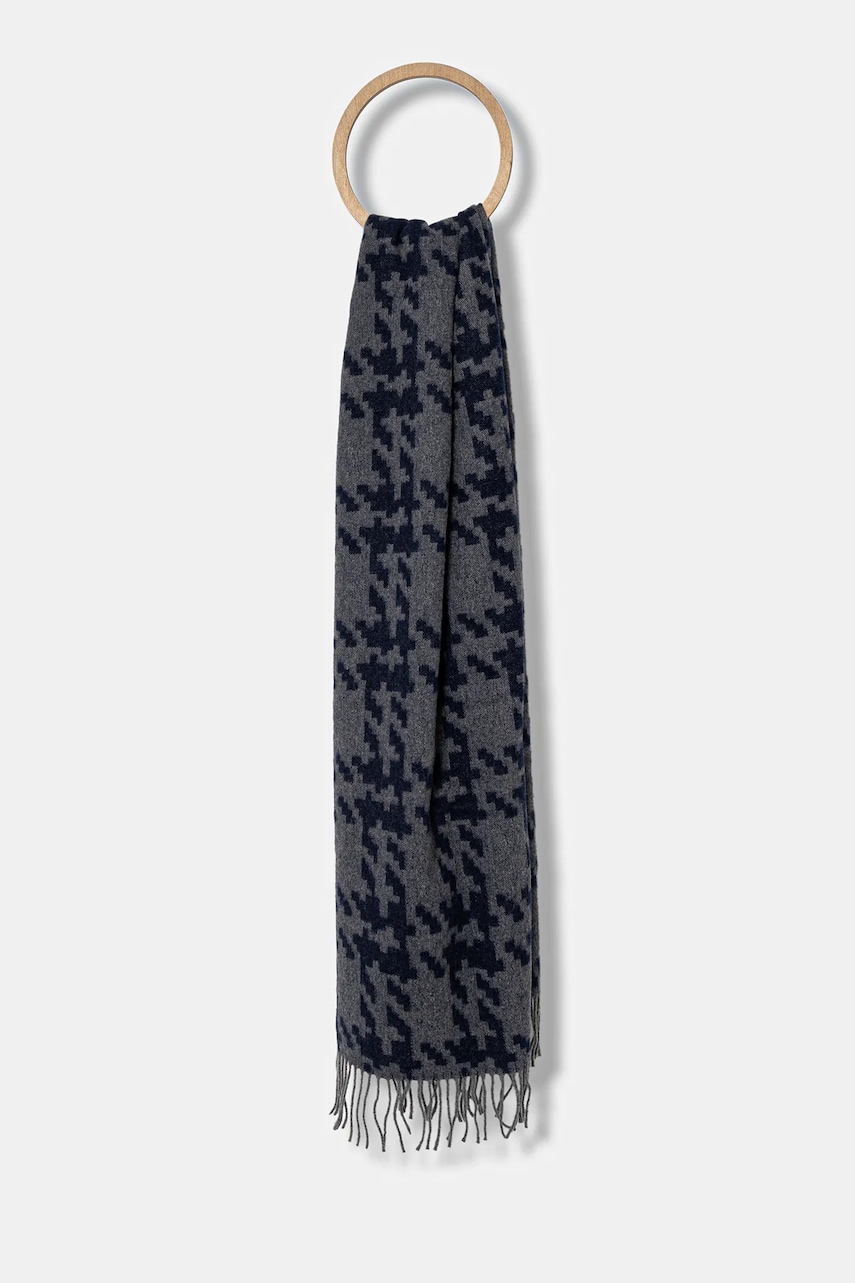 Joop! eșarfă cu lână culoarea bleumarin, cu imprimeu, 30048145