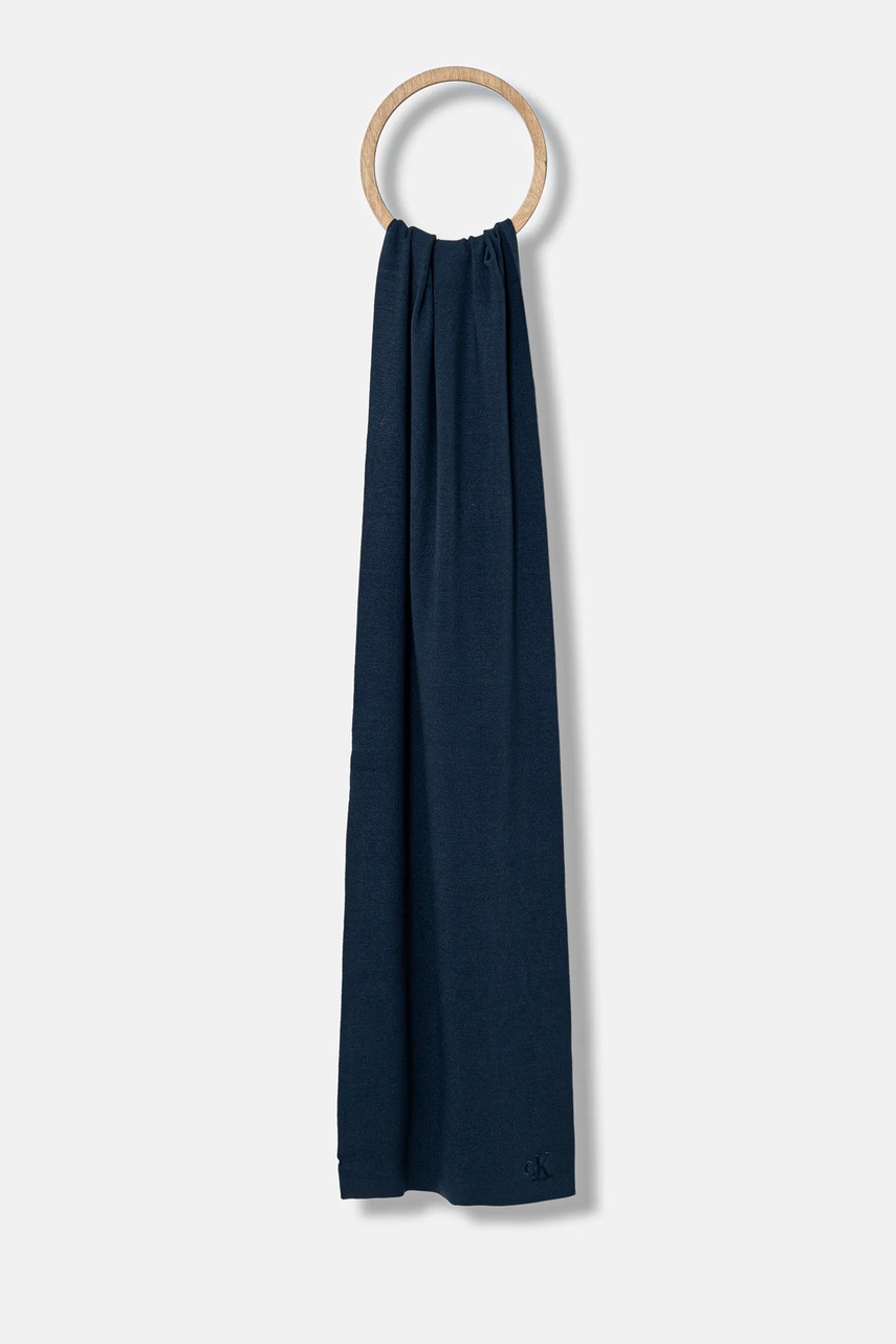 Levně Šála Calvin Klein pánská, tmavomodrá barva, hladká, LV04D8021G