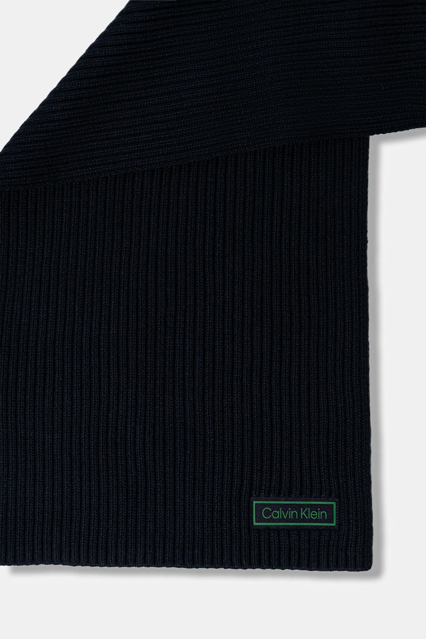 Шарф с примесью шерсти Calvin Klein цвет синий однотонный LV04D8055G