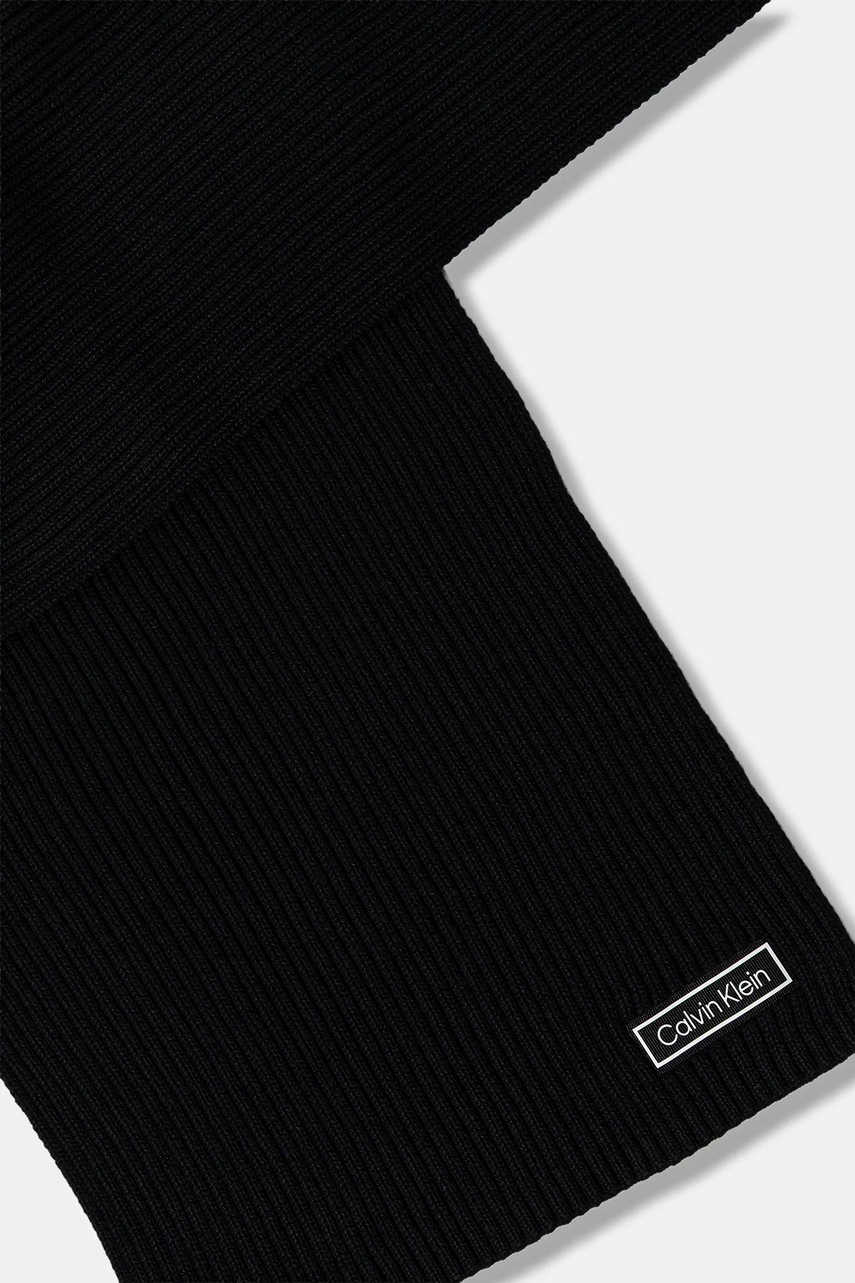Шарф с примесью шерсти Calvin Klein цвет чёрный однотонный LV04D8055G