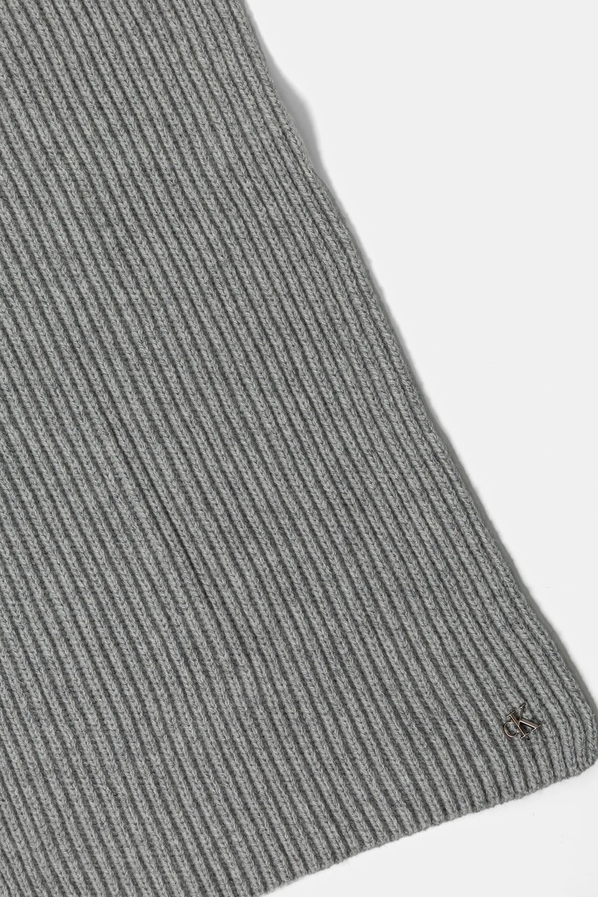 Шарф с шерстью Calvin Klein цвет серый однотонная LV04D8056G