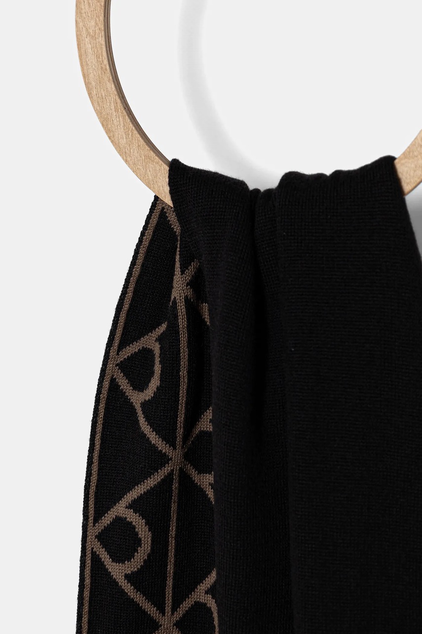 Двусторонний шерстяной шарф Calvin Klein цвет чёрный узор LV04D8059G