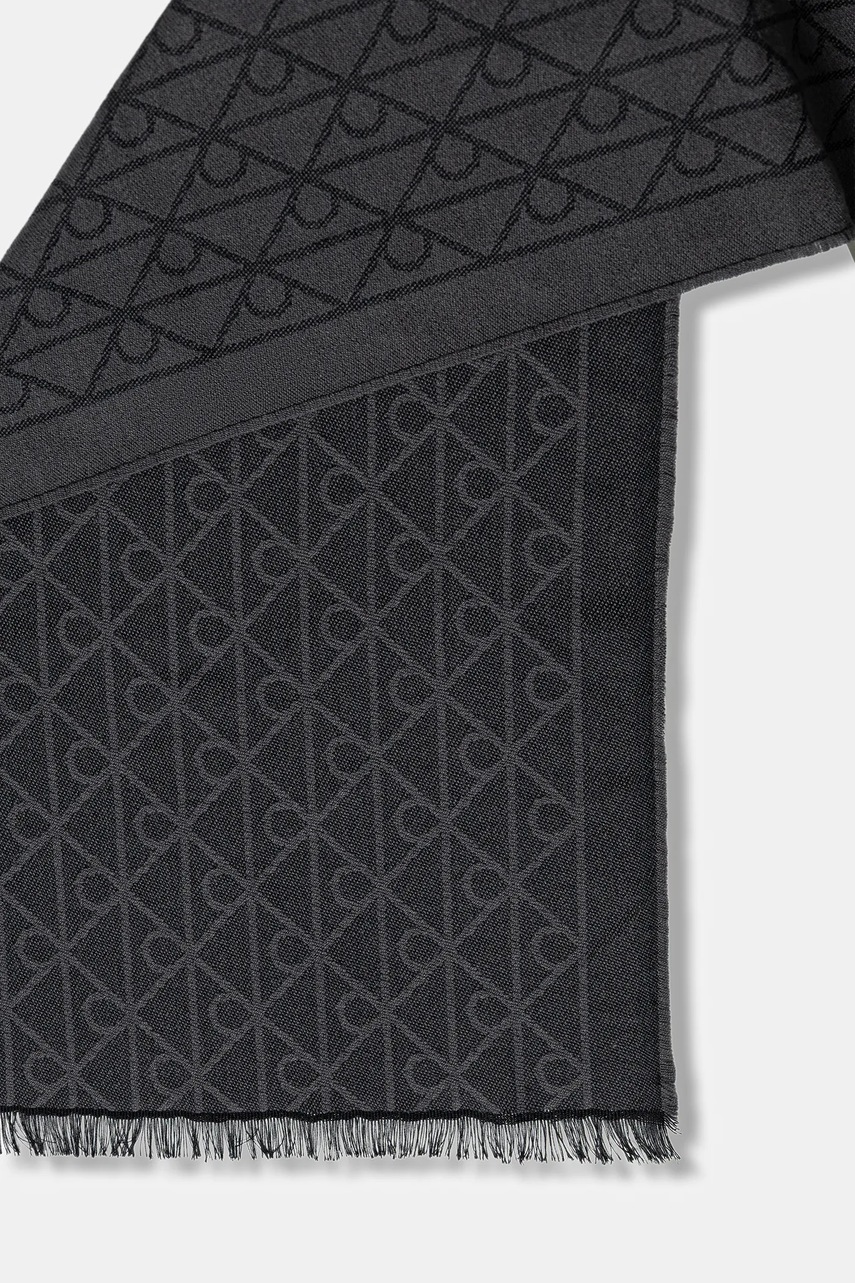 Шарф с шерстью Calvin Klein цвет серый узор LV04D8064G