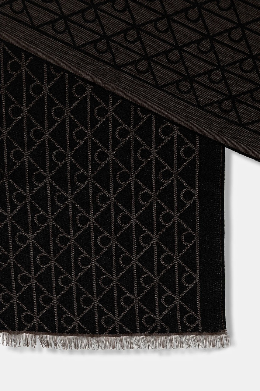 Шарф с шерстью Calvin Klein цвет коричневый узор LV04D8064G