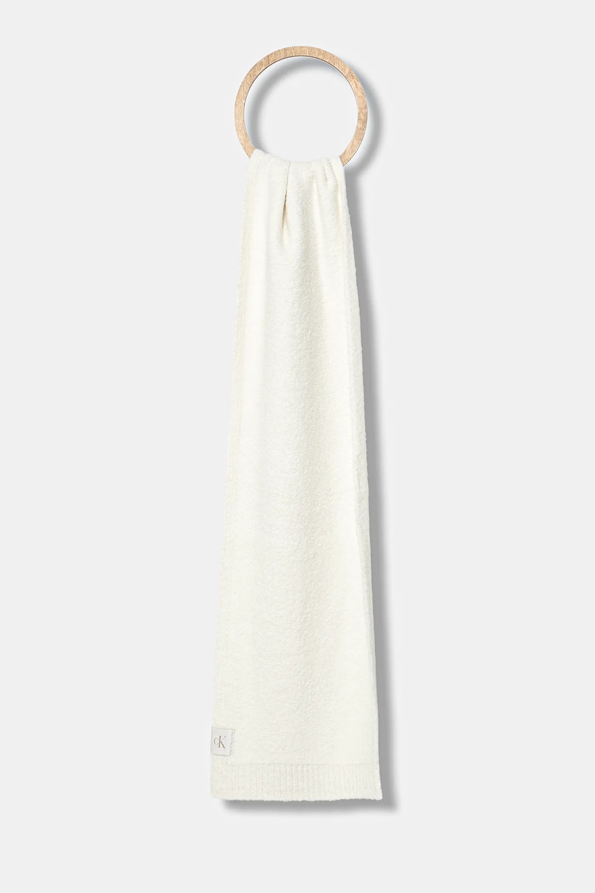 Levně Vlněná šála Calvin Klein béžová barva, hladká, LV04D8066G