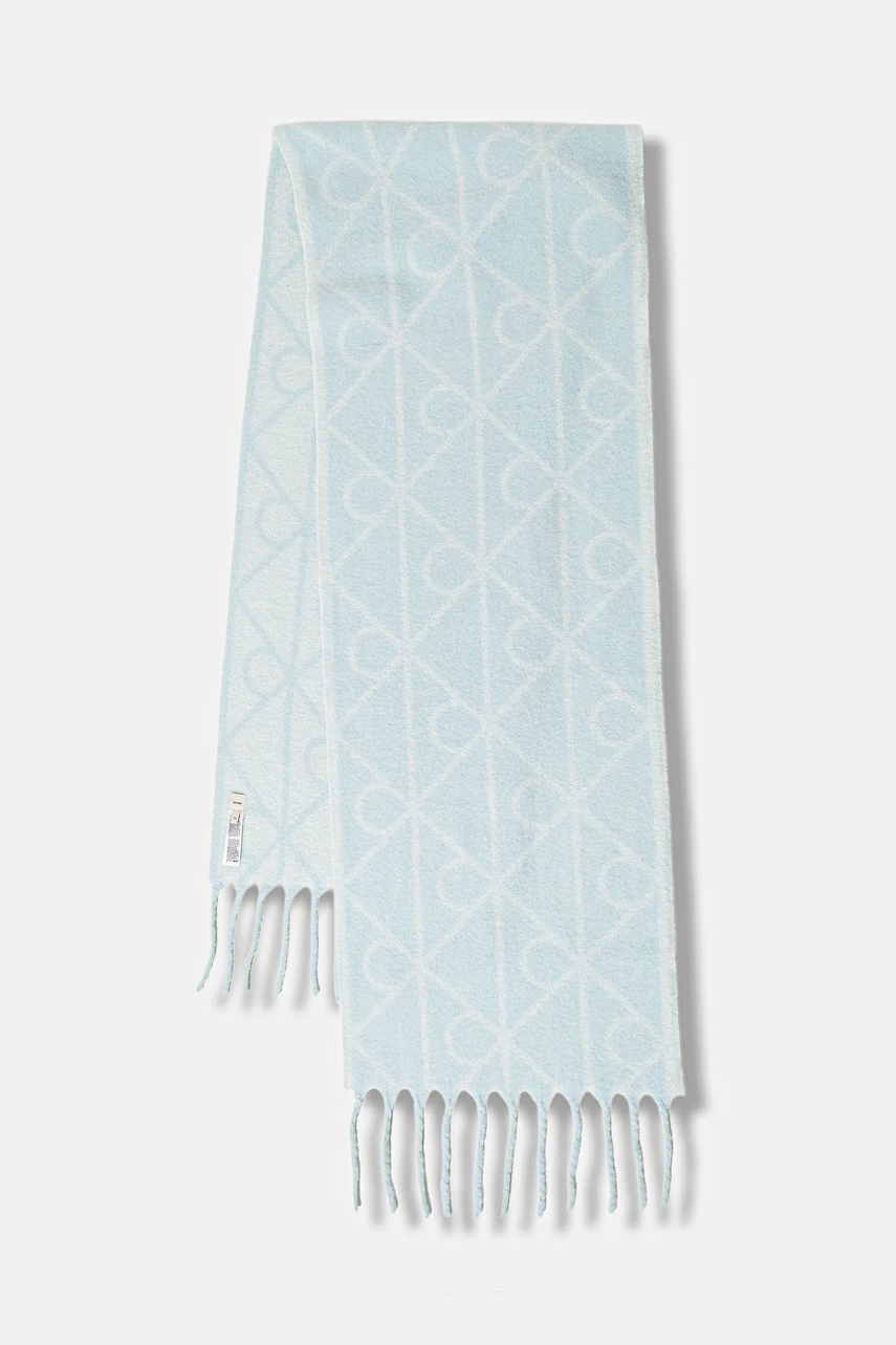 Levně Šála s přídavkem vlny Calvin Klein modrá barva, LV04D8072G