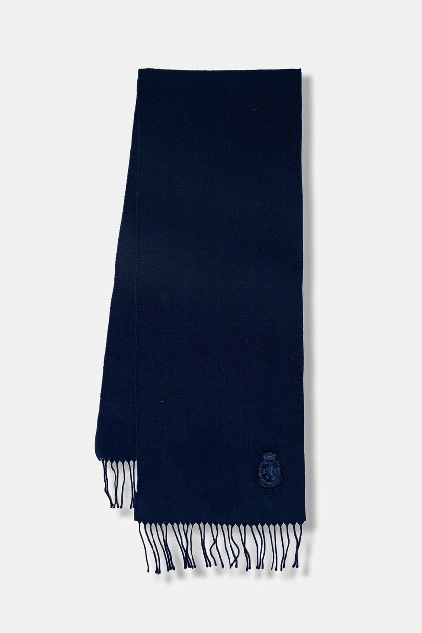 

Вълнен шал Tommy Hilfiger мъжки в тъмносиньо с апликация AM0AM13789, Тъмносин