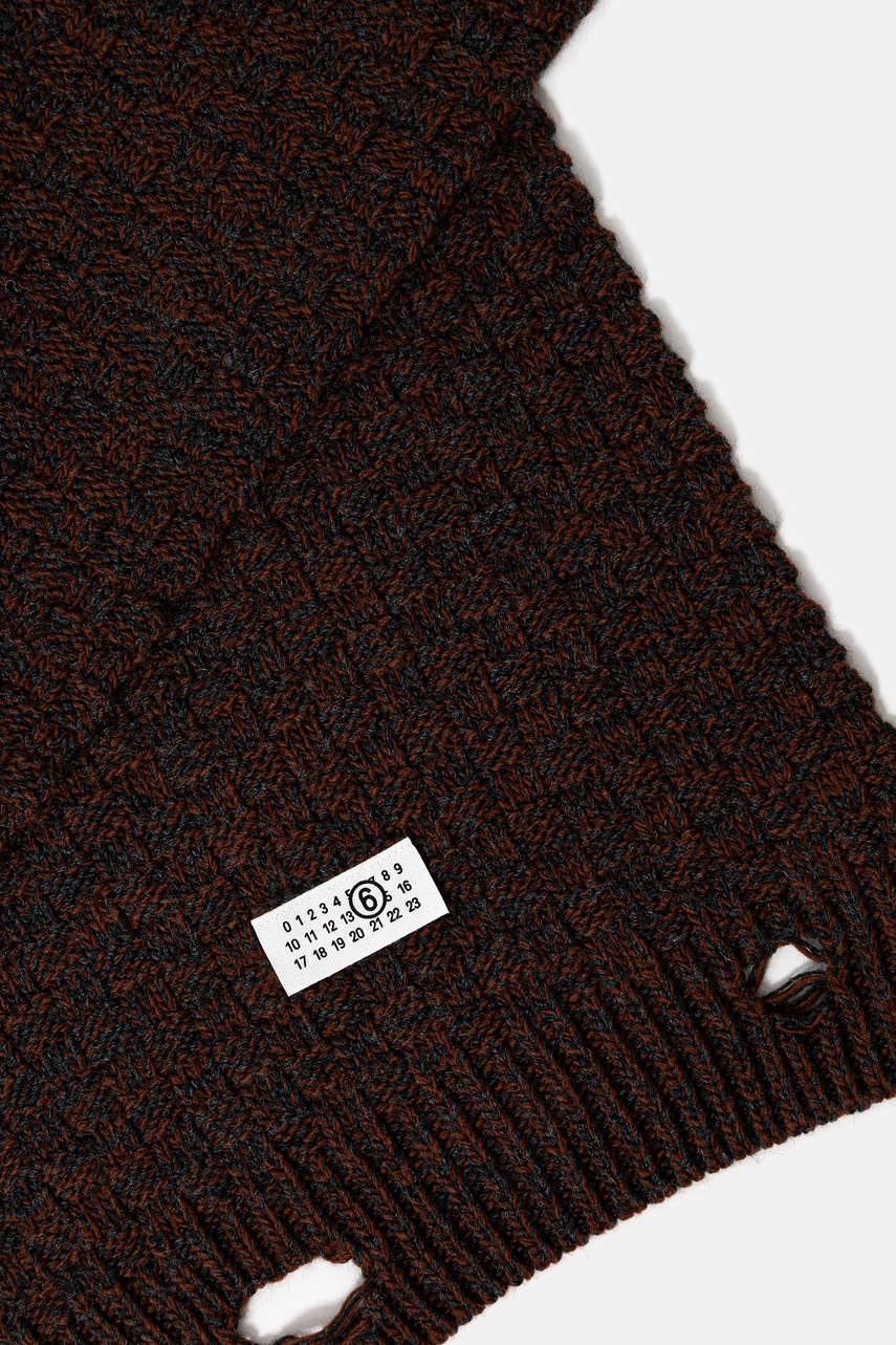 Шарф с шерстью MM6 Maison Margiela цвет коричневый узор SH2TE0005.M13174.961