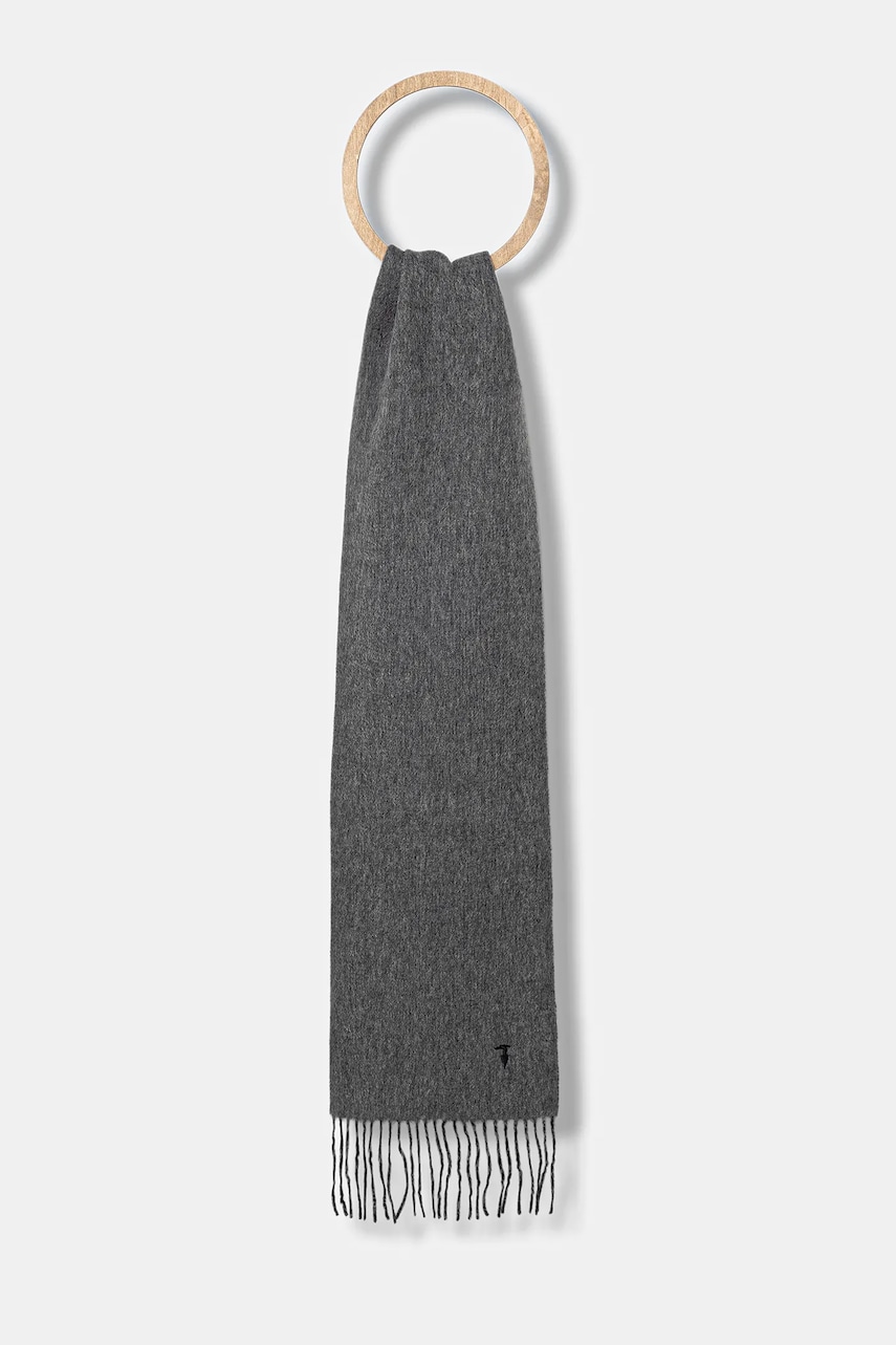 Trussardi eșarfă de lână culoarea gri, uni, S600C000002N