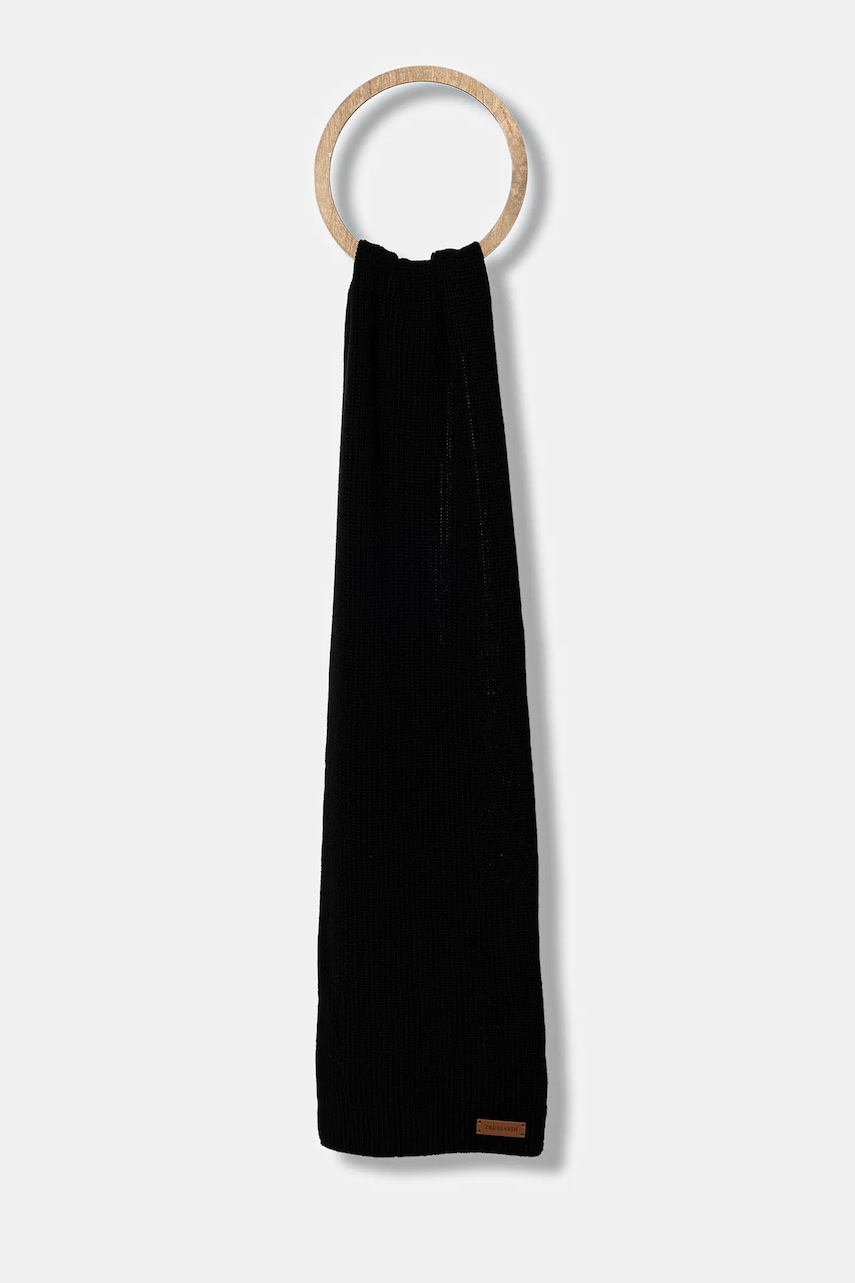 Trussardi eșarfă din amestec de lână culoarea negru, uni, S602C000001N