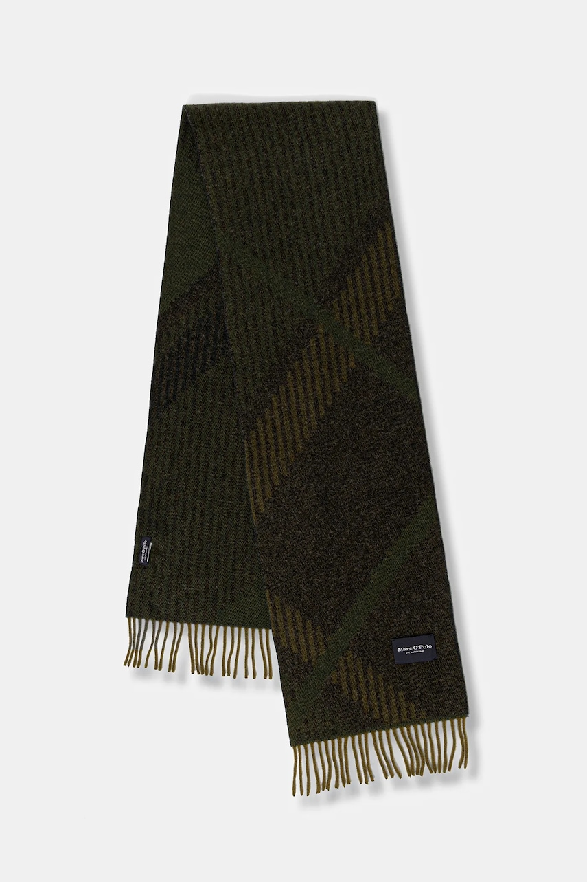 Marc O'Polo eșarfă de lână culoarea verde, cu imprimeu, 529805102008