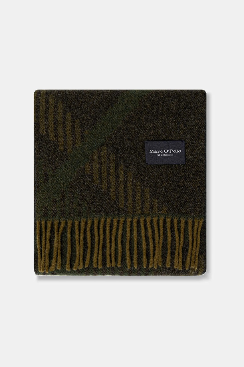 Шерстяной шарф Marc OPolo цвет зелёный узор 529805102008