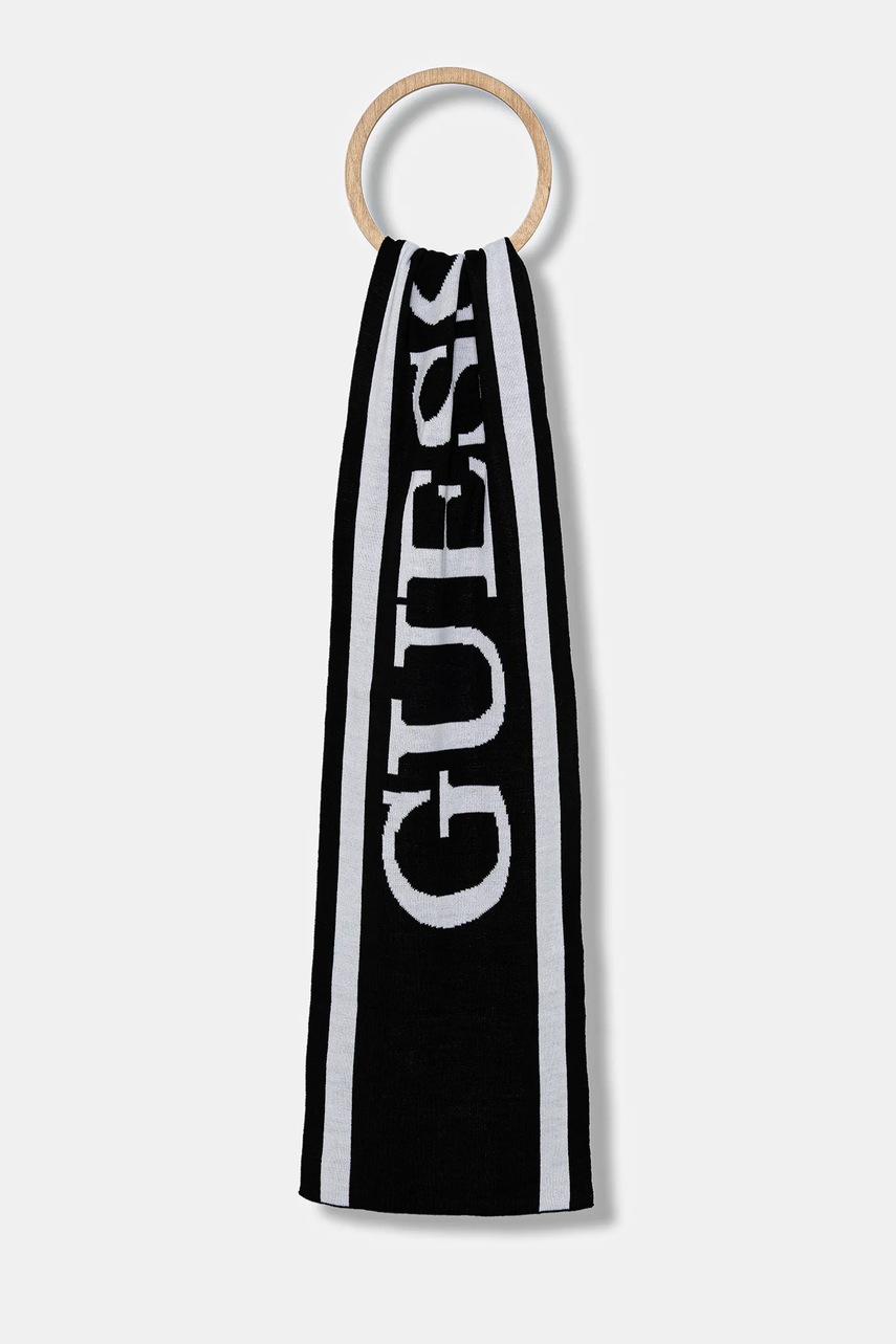 Levně Šála Guess Jeans pánská, černá barva, vzorovaná, M5BZ40 Z1222