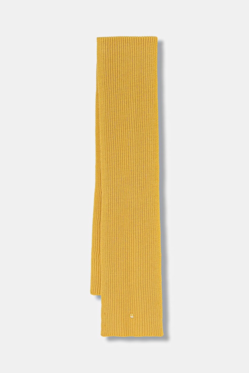 United Colors of Benetton eșarfă cu lână culoarea galben, uni, 12PAUU00X