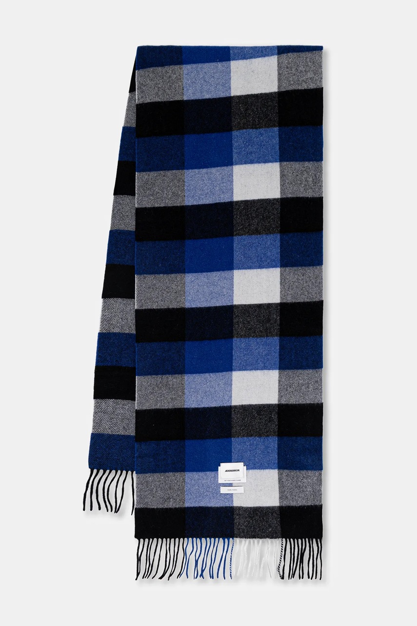 Vlněná šála Ader Error MUFFLER pánská, modrá barva, vzorovaná, BO01FWAC0403BL