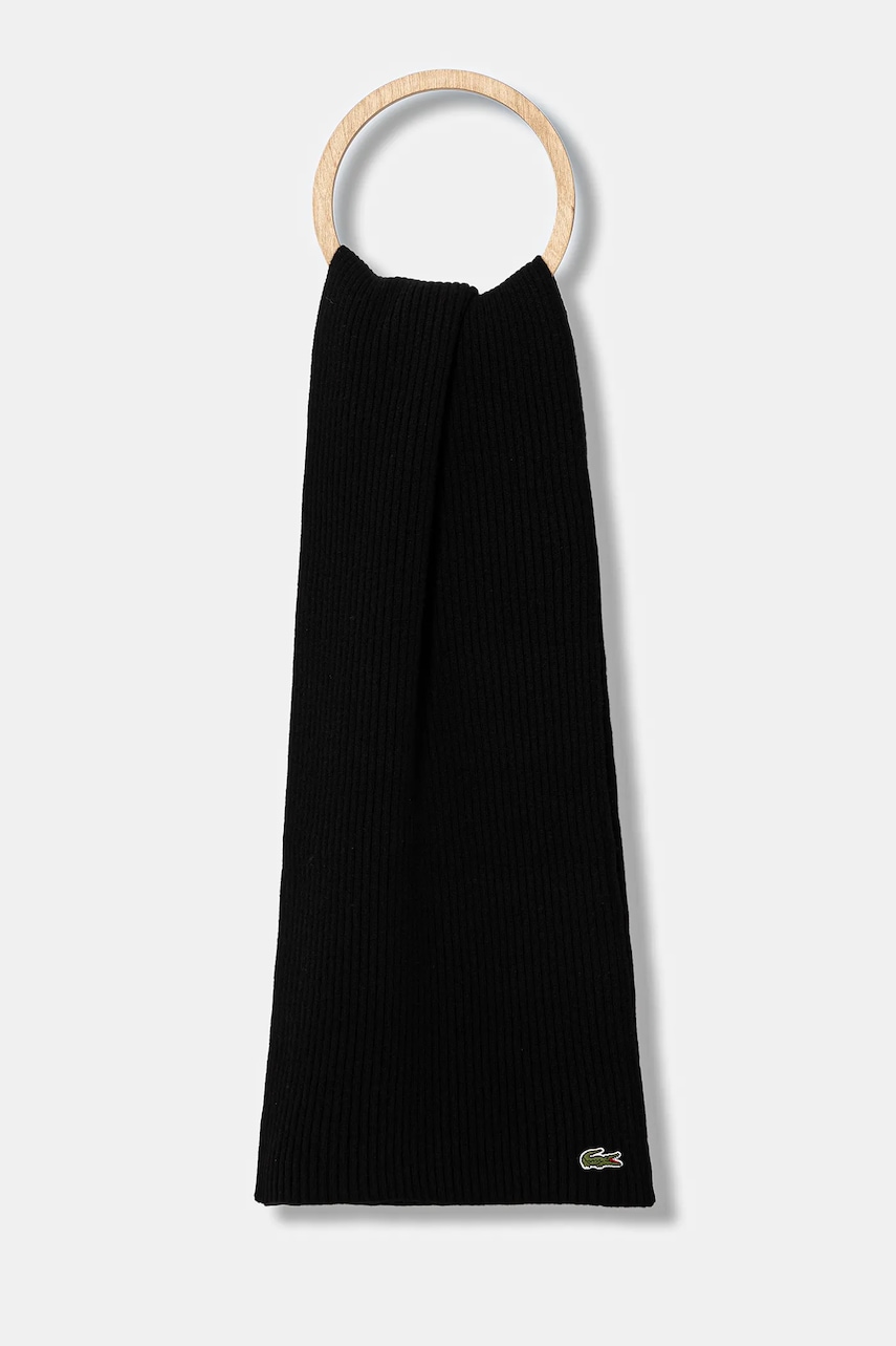 Lacoste eșarfă de lână culoarea negru, uni, RE0058
