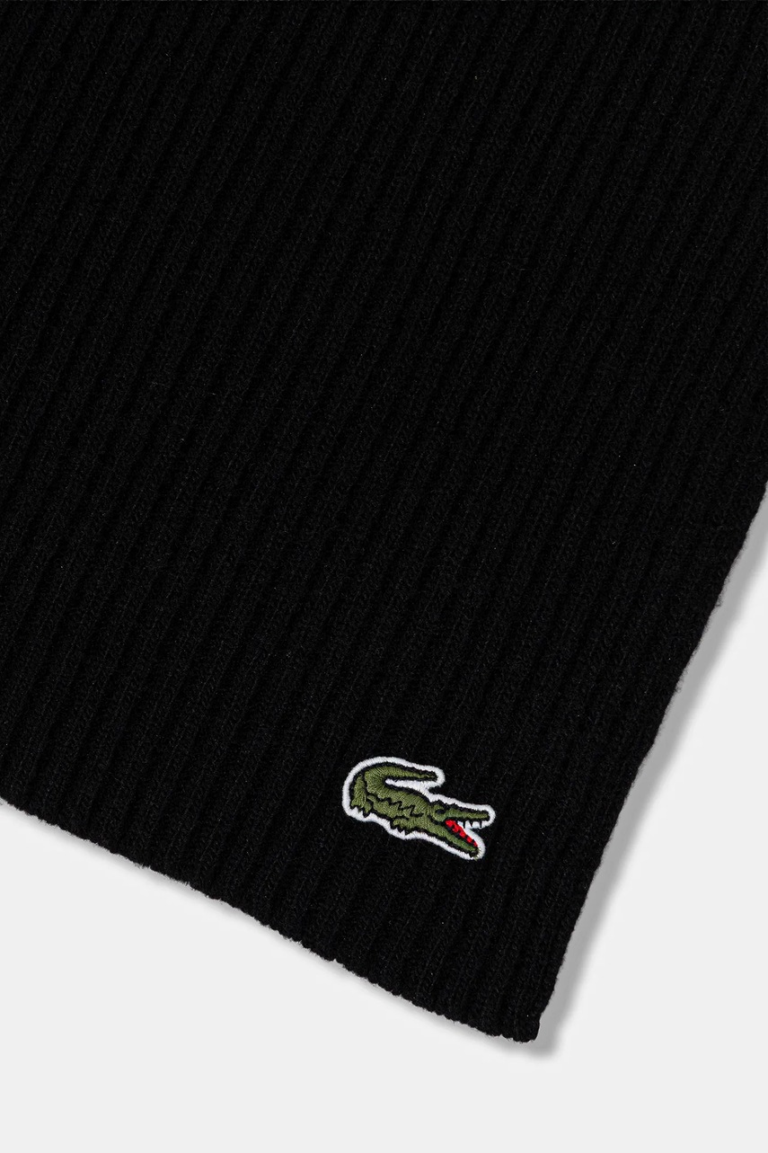 Шерстяной шарф Lacoste цвет чёрный однотонный RE0058