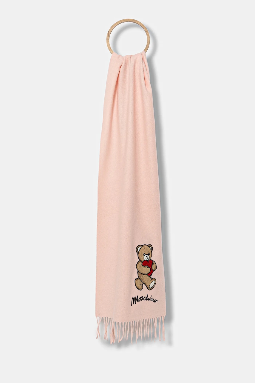 Moschino eșarfă de lână culoarea roz, cu imprimeu, M3330 30835