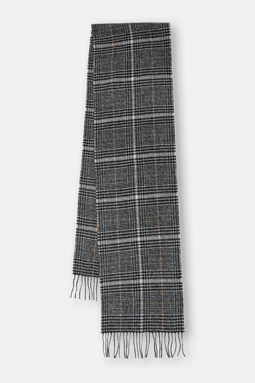 Barbour eșarfă de lână culoarea gri, cu imprimeu, USC0400