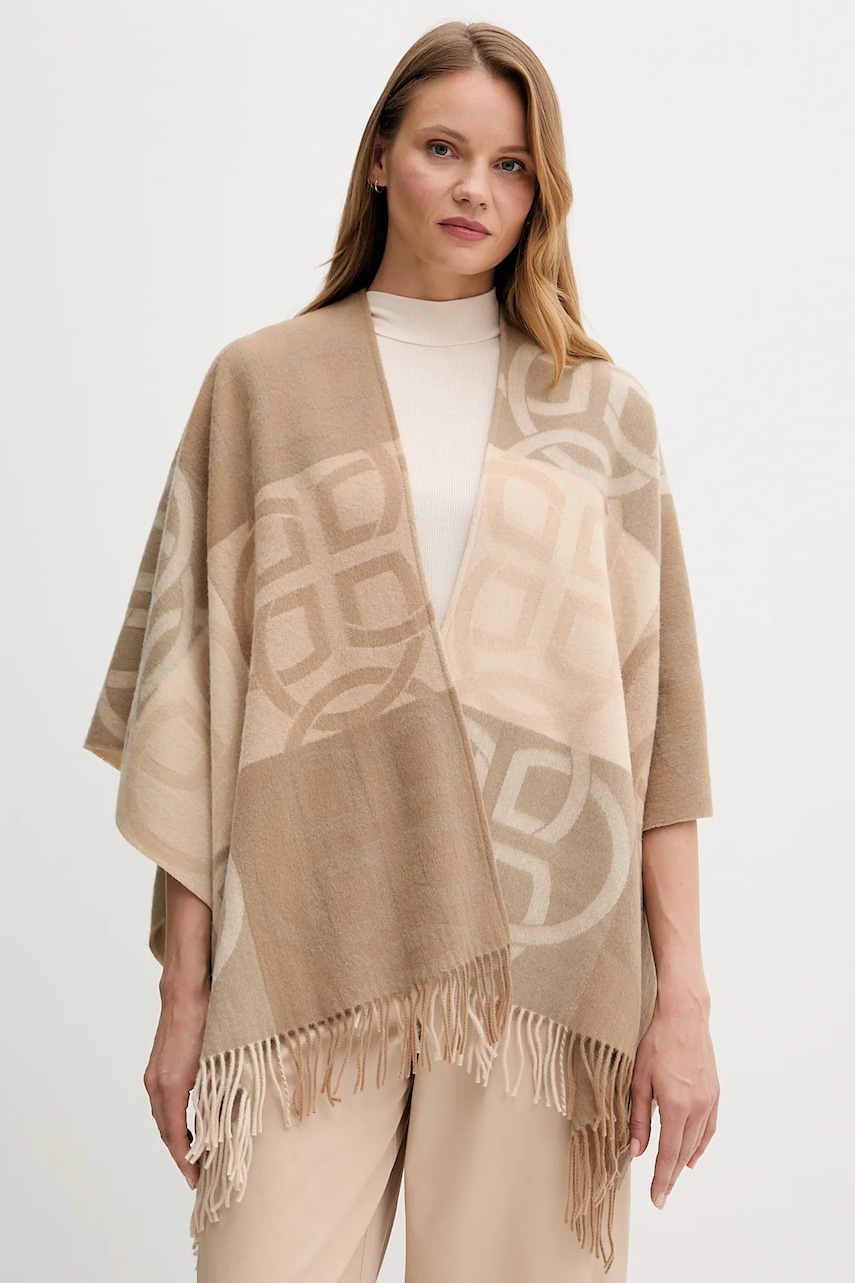 Gant poncho de lână culoarea bej, light, 4920262