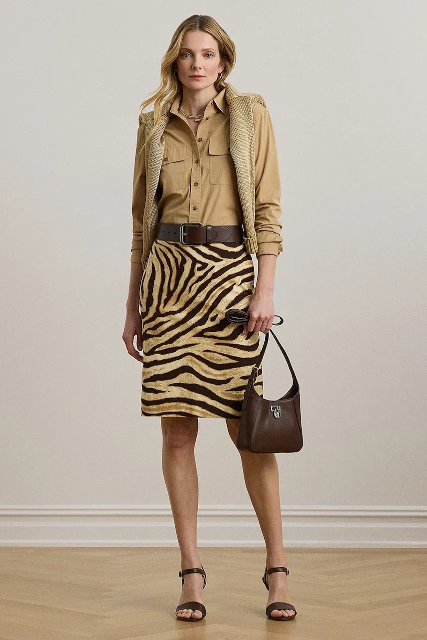 Levně Sukně Lauren Ralph Lauren bílá barva, midi, pouzdrová, 200978712