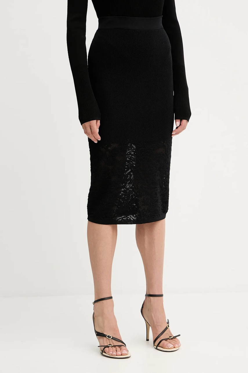 Levně Sukně Patrizia Pepe černá barva, midi, pouzdrová, 8G0482 K284