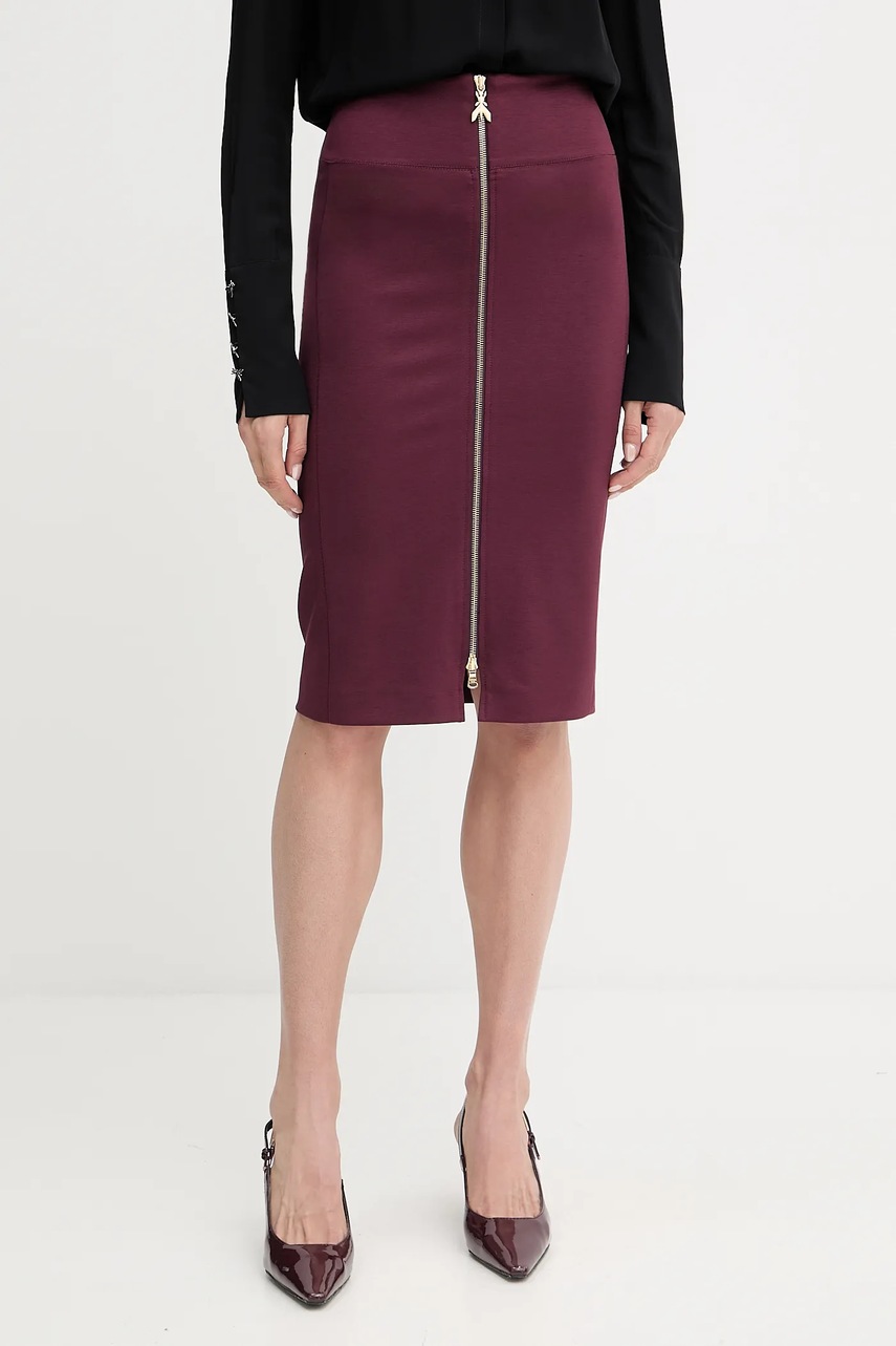 Sukně Patrizia Pepe vínová barva, midi, pouzdrová, 8G0485 A025