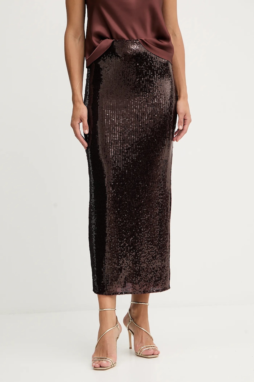 Levně Sukně Patrizia Pepe vínová barva, maxi, 8G0491 J326