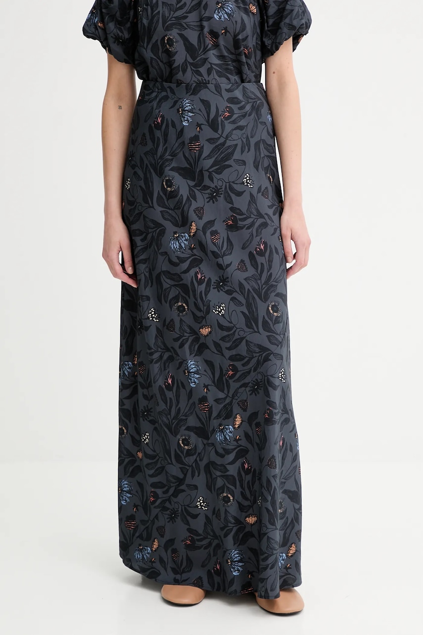 MUNTHE fustă BARDOT culoarea bleumarin, maxi, drept, 253120125320