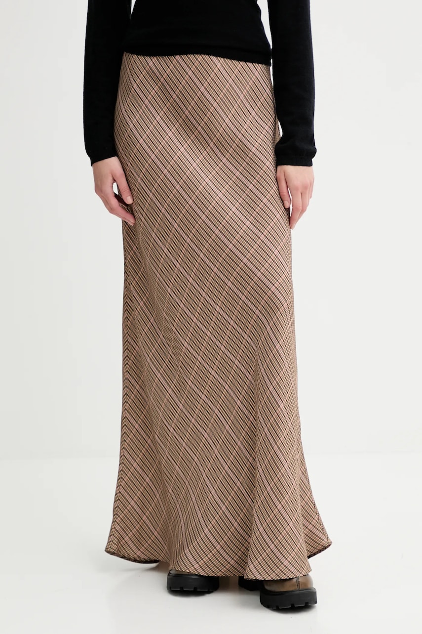 MUNTHE fustă BARDOT culoarea maro, maxi, evazați, 253120525330