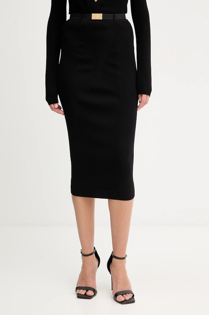 Elisabetta Franchi fustă culoarea negru, midi, creion, GK17B56E2