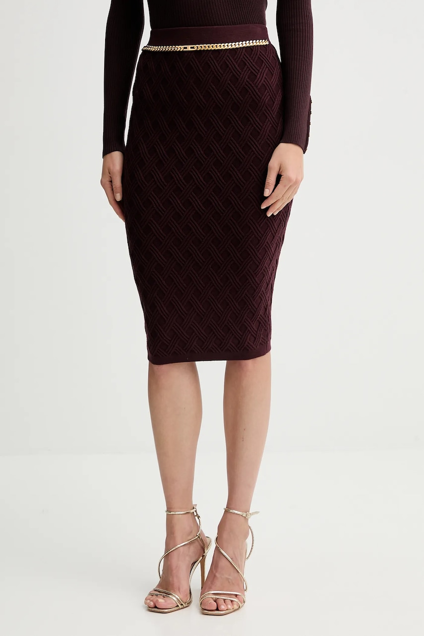 Elisabetta Franchi fusta culoarea bordo, midi, drept, GK20B56E2