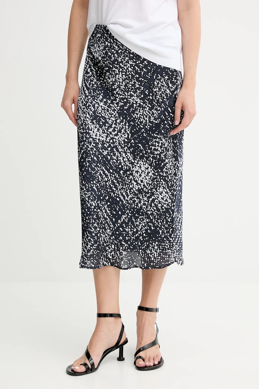 Levně Sukně Calvin Klein tmavomodrá barva, midi, áčková, LV044C621G