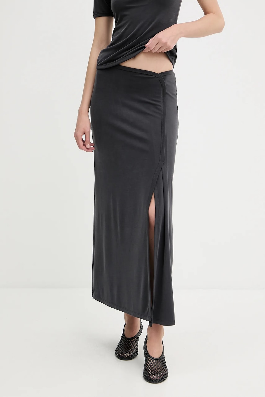 Samsoe Samsoe fustă SASUS culoarea gri, maxi, drept, F25200041