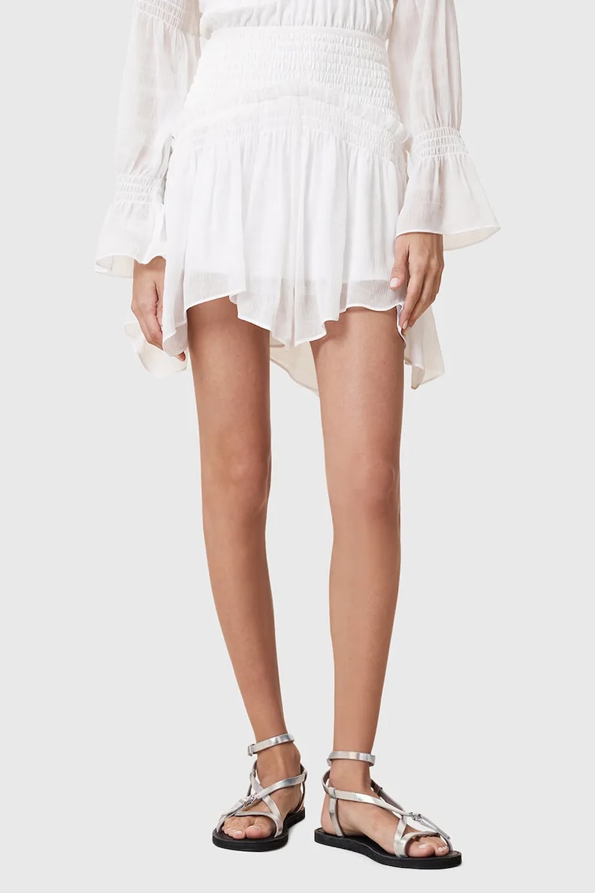 Юбка AllSaints PAMELA цвет белый mini расклешённая W039RC