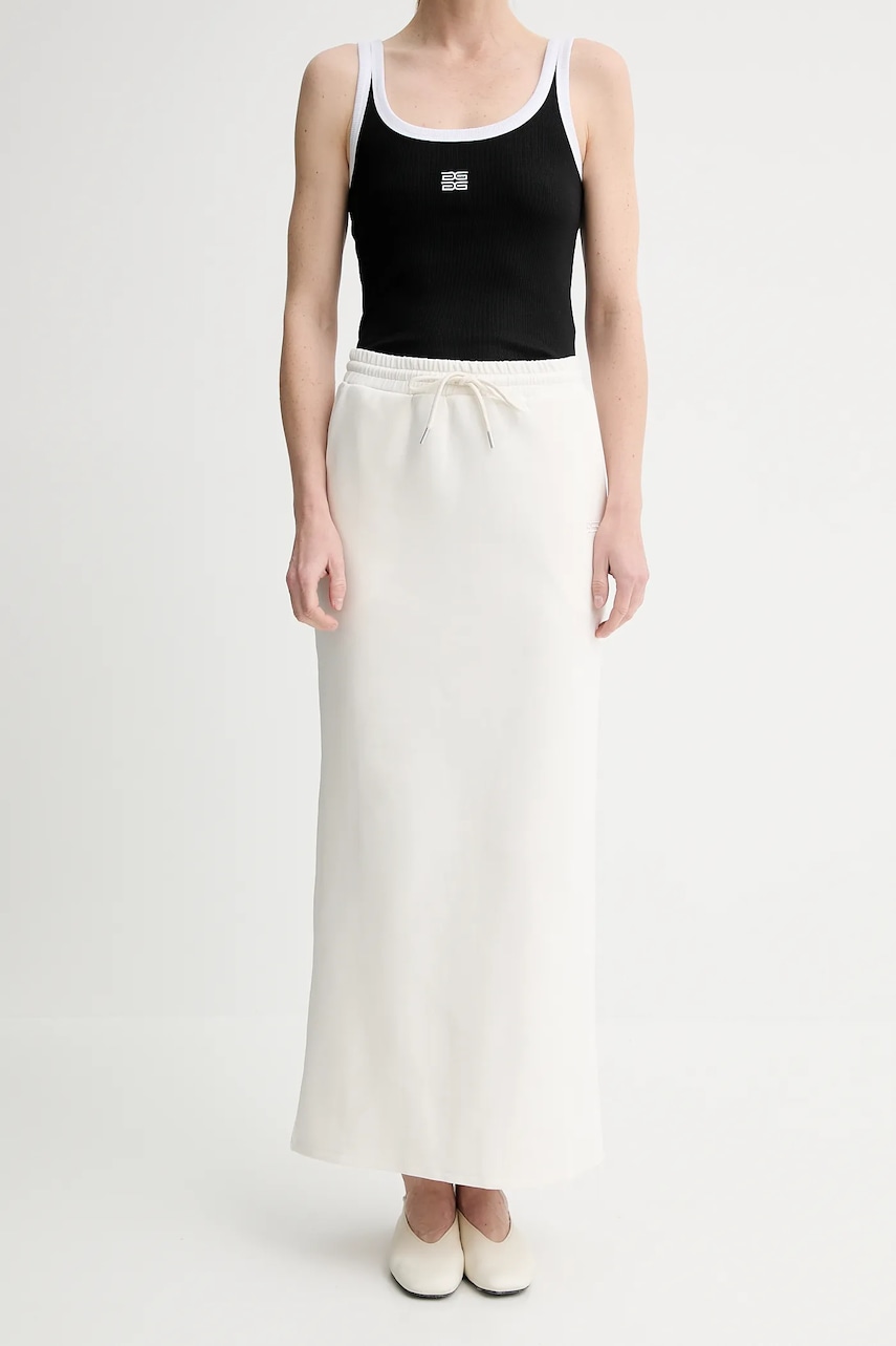 Gestuz fustă culoarea alb, maxi, drept, 10910115