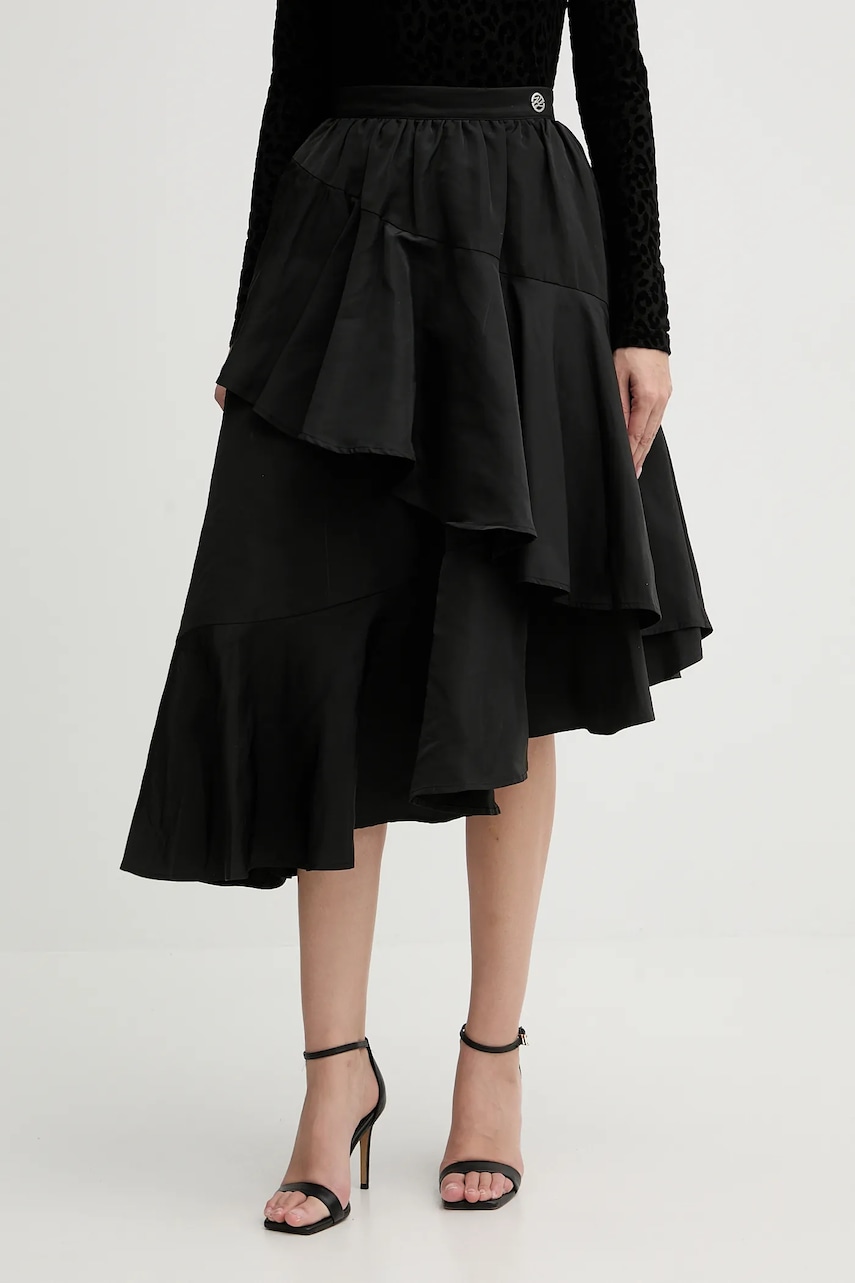 Karl Lagerfeld fustă culoarea negru, midi, evazati, A3W12015