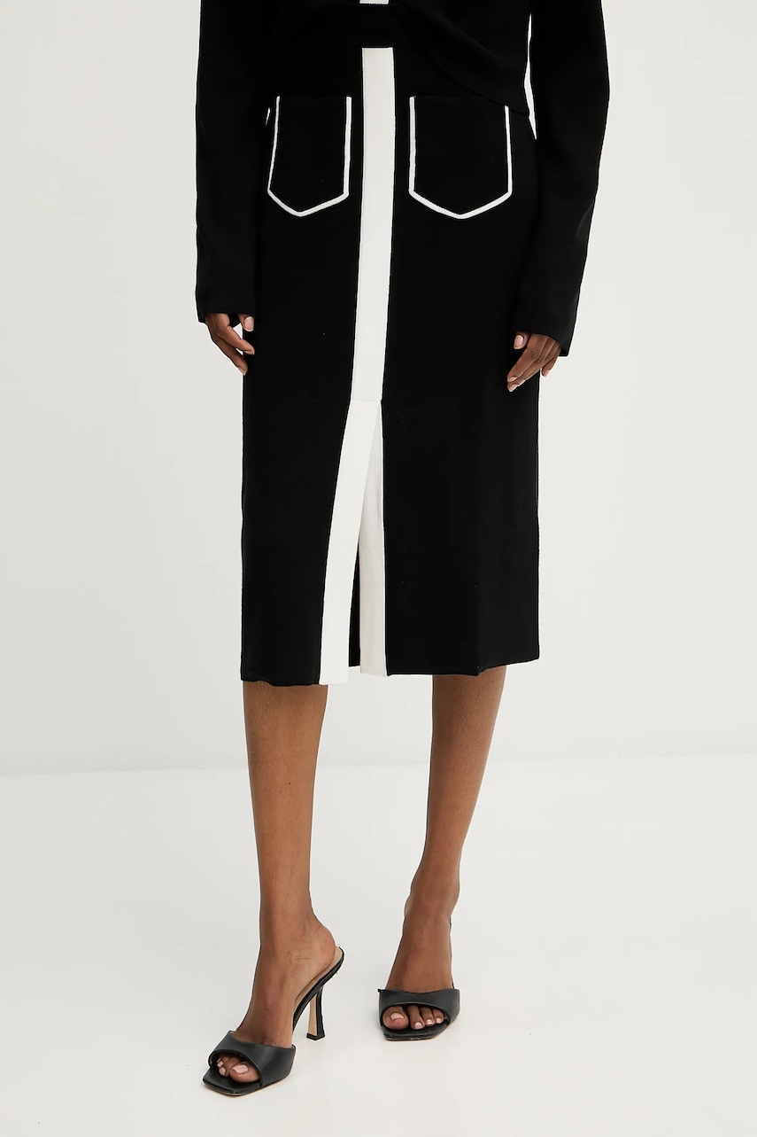 Karl Lagerfeld fustă culoarea negru, midi, creion, A3W12023