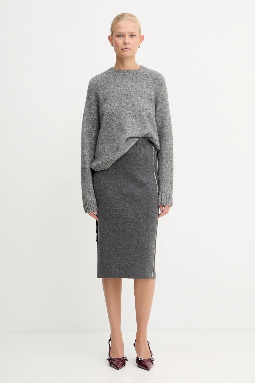 Φούστα με προσθήκη μαλλιού Simona Corsellini χρώμα: γκρι, A25CPGOE0101 φωτογραφία