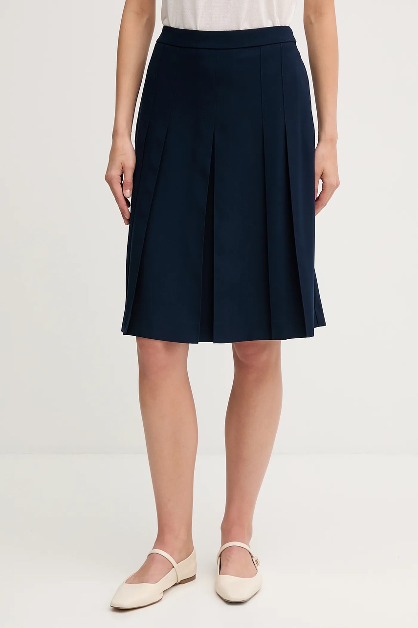 Levně Sukně Tommy Hilfiger tmavomodrá barva, mini, áčková, WW0WW46796