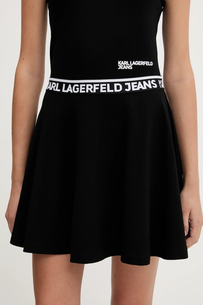Karl Lagerfeld Jeans fustă culoarea negru, mini, evazati, A3W12004