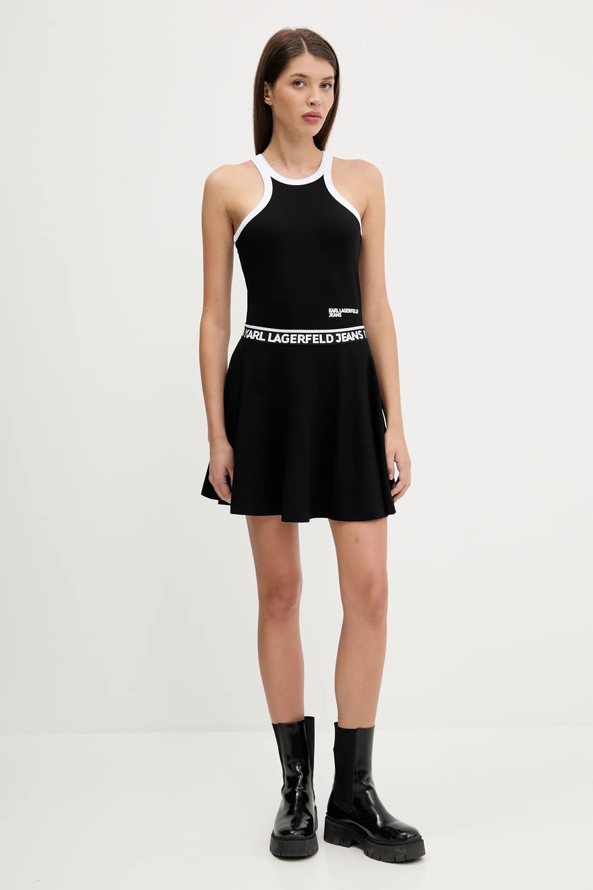 Юбка Karl Lagerfeld Jeans цвет чёрный mini расклешённая A3W12004