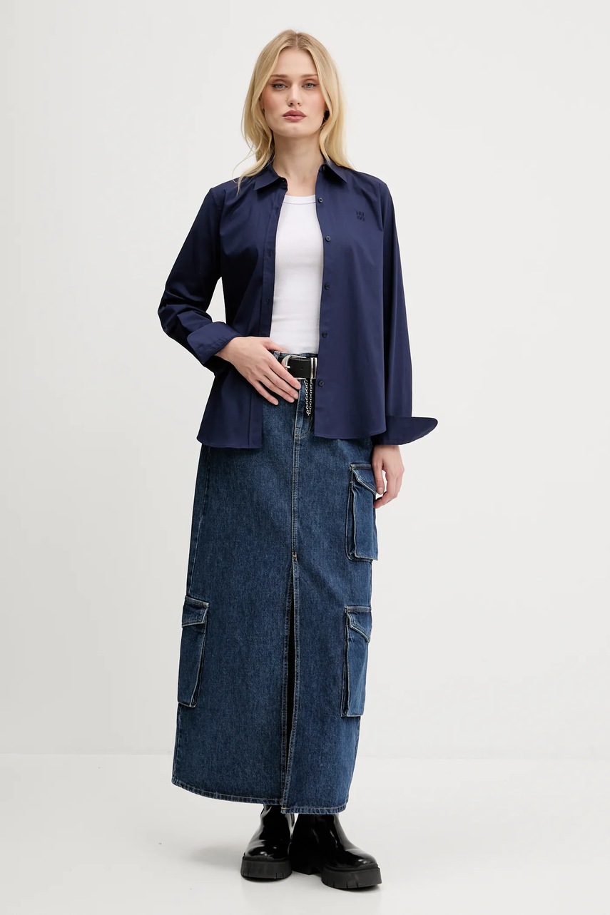 Джинсовая юбка Karl Lagerfeld Jeans цвет синий maxi прямая A3W12011