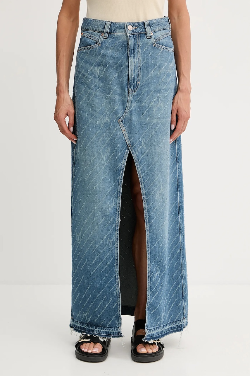 BOSS Orange fustă jeans maxi, drept, 50542445