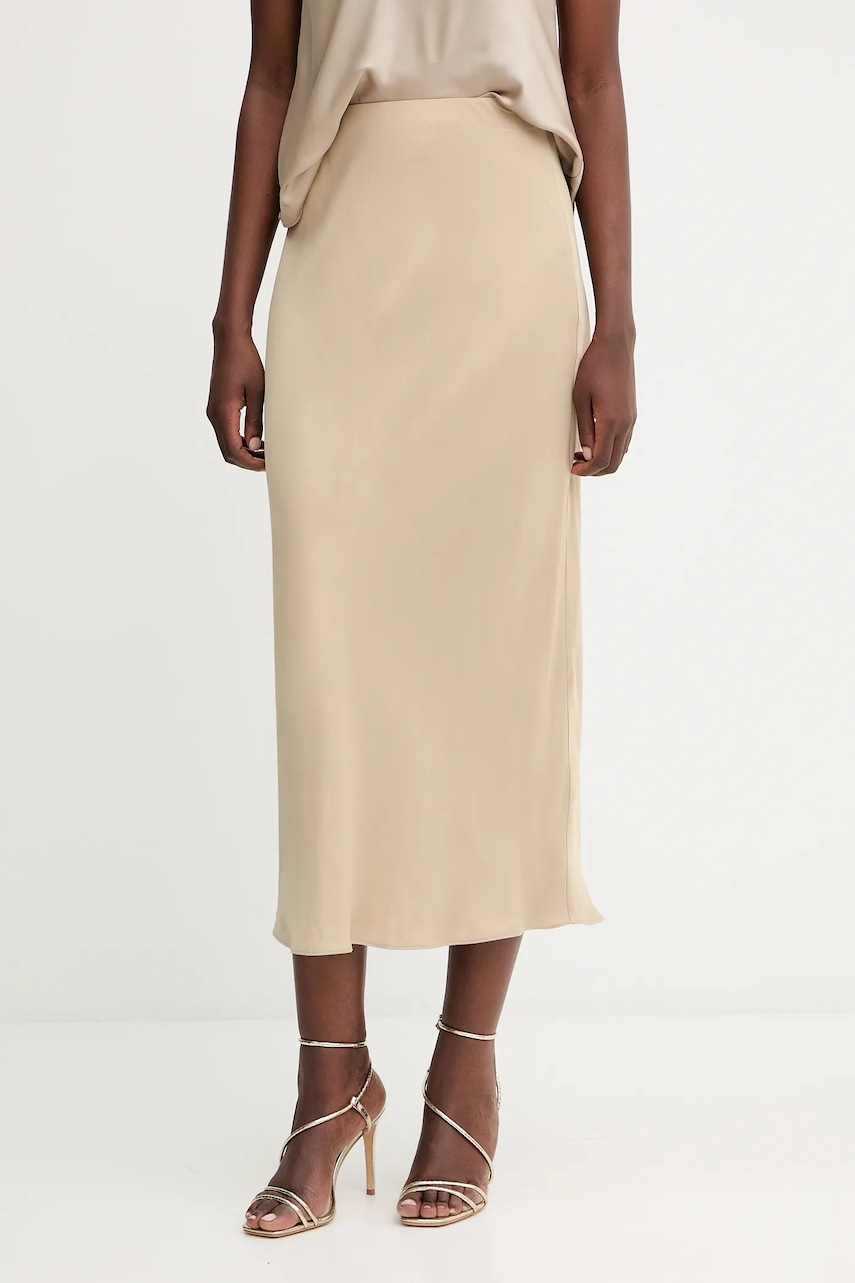 BOSS fustă culoarea bej, maxi, drept, 50541819